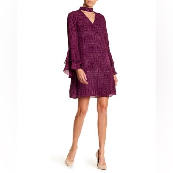 CeCe V-Neck Ruffled Long Sleeves Print Dress - Picture 5 of 12
